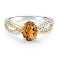 thumbnail image 2 of 925 Sterling Silver and 10K Yellow Gold Orange Red Madeira Citrine and White Lab Grown Diamond Engagement Ring for Women (1.24 Cttw, Gemstone Birthstone, Available in Size 5, 6, 7, 8, 9), 2 of 3