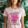 thumbnail image 5 of Faith Graphic Tee for Women – Bible Verse Shirt Heals the Brokenhearted, Flower Bouquet Design, Light Pink, Size S, 5 of 6