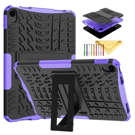 Case for iPad 10th Gen 10.9" (2022), Armor Heavy Duty Anti-falling Rugged Double Military Grade Heavy Duty Shockproof Case with Kickstand for iPad 10th Gen 10.9 inch, Purple