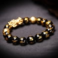 thumbnail image 3 of Brazalete De Obsidiana Negra Con Amuleto Dorado Pi Xiu Lucky Wealthy Speravity AP007390-01, 3 of 5