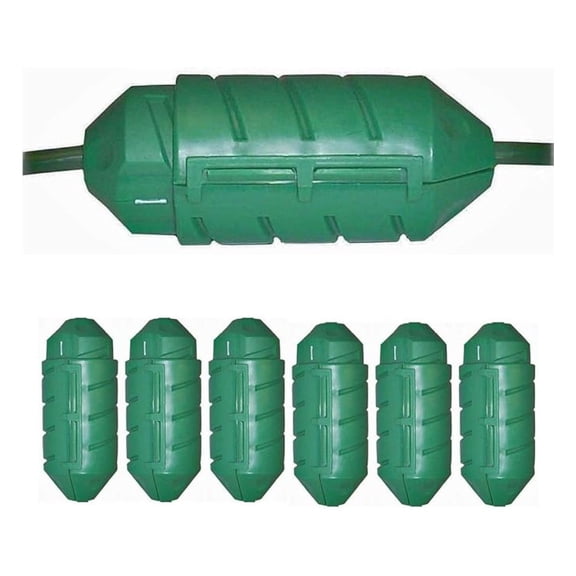 Cord Connect Water-Tight Outdoor Lawn Garden Power Extension Housing Cord Lock Protect Holiday Decoration Light Plugs - Green (6 Pack)