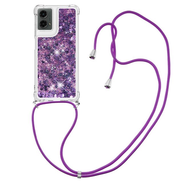Funda FOXDOCK para Motorola Moto G 5G 2024 con Cuerda Ajustable, Brillo Líquido, Protección Antigolpes y Lente – Ideal para Regalo