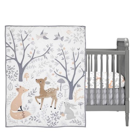 3 Piece Crib Bedding Set, Deer Park, Multicolor