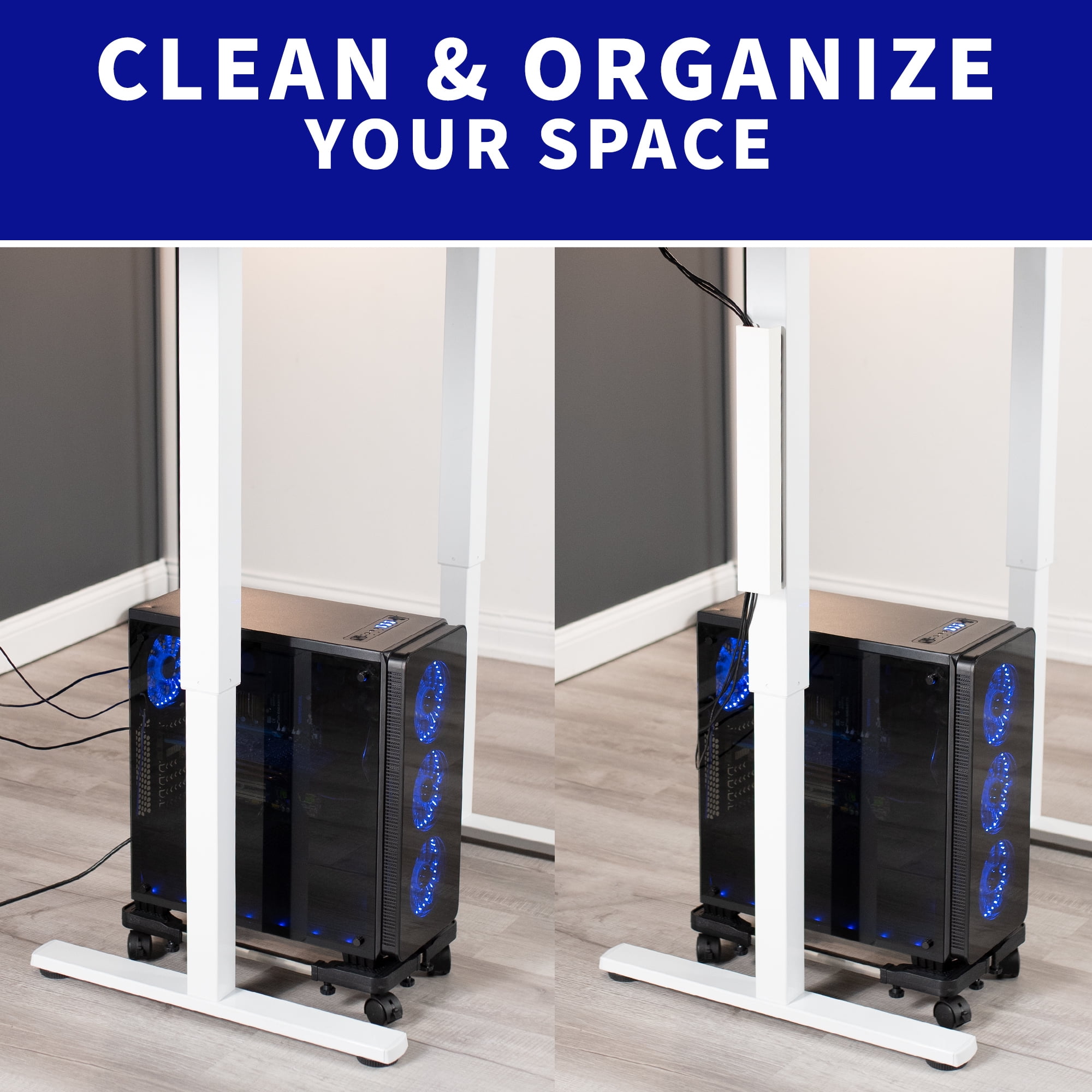 VIVO White Magnetic Vertical Cable Management Channel, Wire Organizer