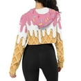 thumbnail image 4 of Suhoaziia Women's Crop Tops Hoodies Trendy Fall Clothing Breathable Streetwear Casual Drop Shoulders Preppy Tracksuit Travel Sportswear Ice Cream Graphic Hem Hoodies Fit Size 3XL, 4 of 6