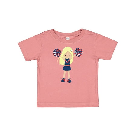 

Inktastic Cheerleaders Girl With Blonde Hair Blue Uniform Gift Baby Girl T-Shirt