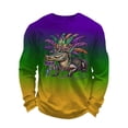 thumbnail image 4 of CONZONE Carnival Men's T-Shirts Long Sleeve Mardi Gras T Shirts for Men Casual Crew Neck Gradient Color Lightweight Tees Soft Cozy Tops, 4 of 4