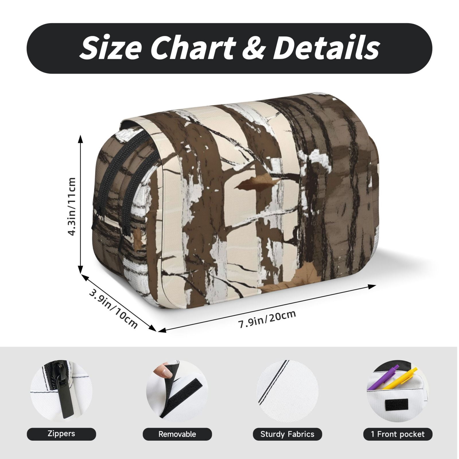 Large-Capacity Flip-Top Double-Layer Pencil Case, Multi-Functional Pocket Pen Case, Durable Stationery Organizer Woods Camouflage Tan_3