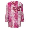 thumbnail image 3 of NAMTYQX Pink Cancer Shirts for Women Stretchy Trending Scoop Neck Loose Fit Pink Size 3XL, 3 of 5
