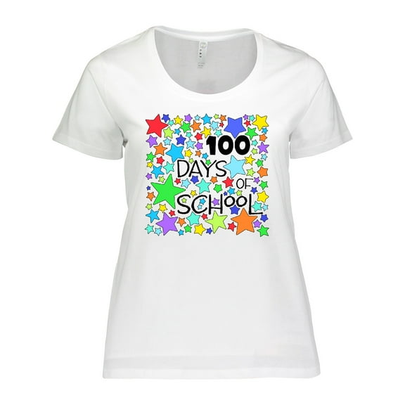 Inktastic 100 Days of School Colorful Stars Women's Plus Size T-Shirt