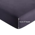 thumbnail image 2 of Marina Decoration Ultra Soft Silky Deep Pocket Solid Rayon from Bamboo Bedding All Season Sheet Set, Eggplant Color, 2 of 7