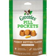 Greenies Pill Pockets Dog Treats, Peanut Butter, Large for Capsules, 30 Count, 6 Pack
