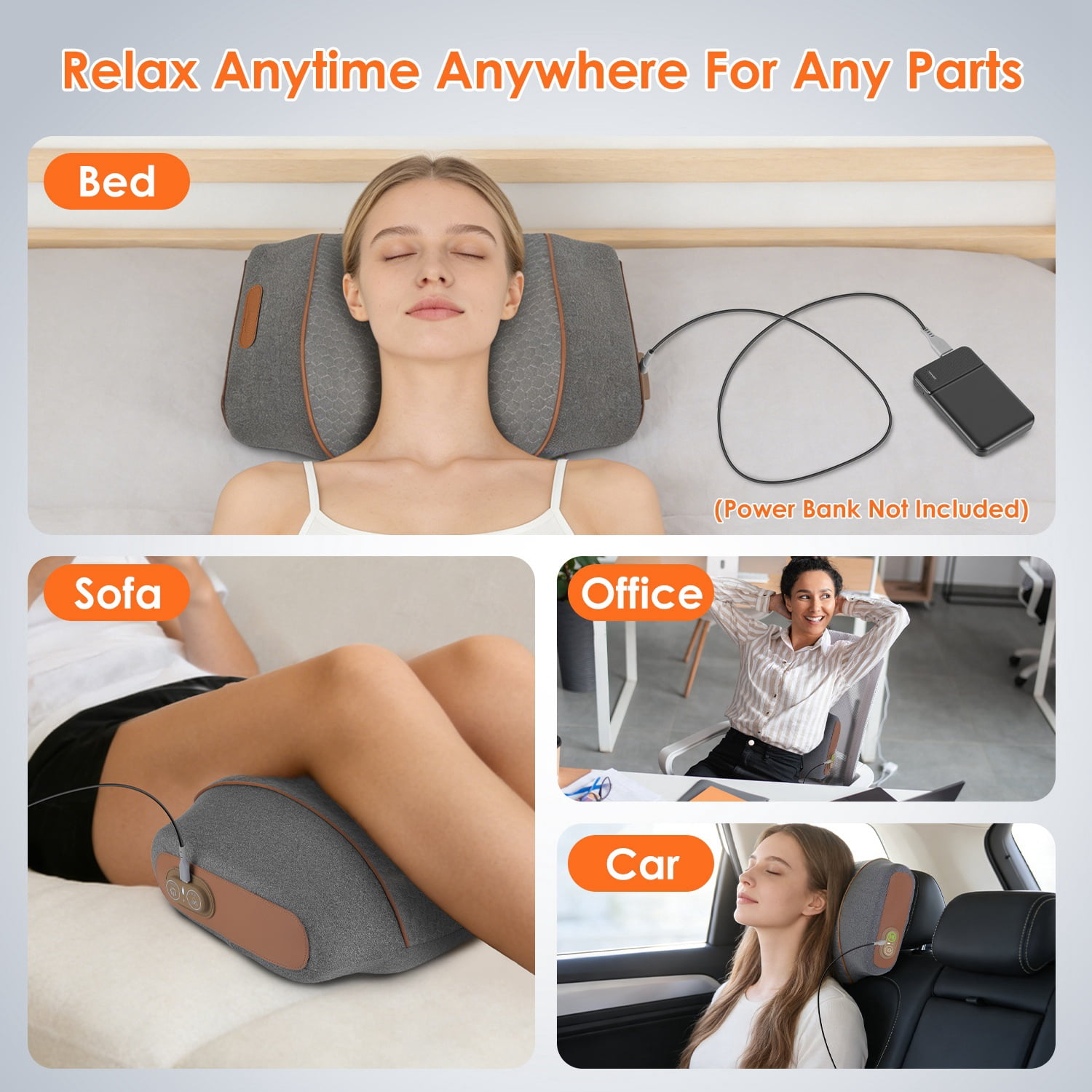 Imountek 3 in 1 Neck Massager Pillow with Heating, Ergonomic Massager Vibration Air Compression 30Min Timer for Neck Back Shoulder