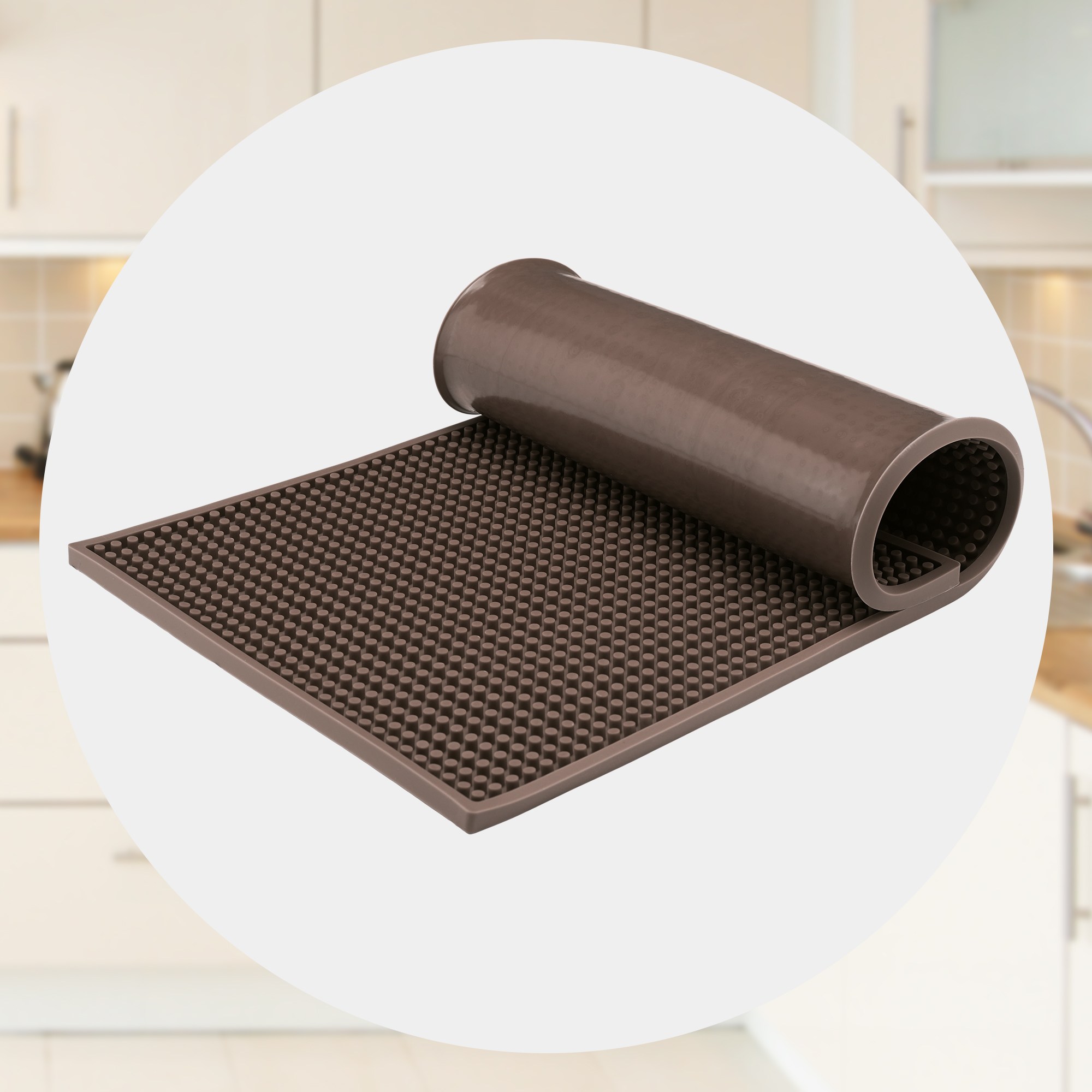 Unique Bargains Silicone Dish Drying Mat for Kitchen Counter Coffee 23.6*11.8*0.4 inch