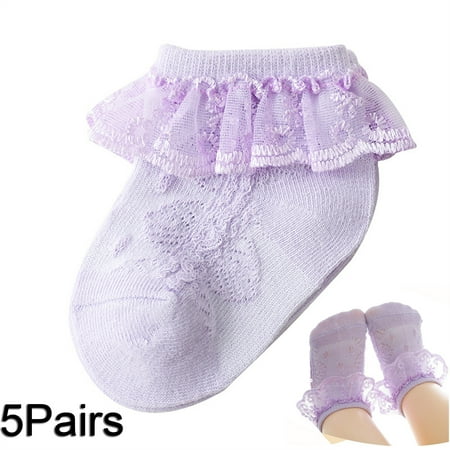 

5 Pairs/Lot Summer Spring Combed Cotton Newborn Baby Socks 0-7 Years Princess Ruffle Short Stockings