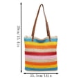 thumbnail image 3 of Homellea Striped Woven Tote Bag for Women, 15.4 Inch Summer Straw Look Shoulder Bag with Brown Handles for Beach, Vacation, Travel, Shopping, Pool, Work, Resort and Casual Daily Outfits, 3 of 6