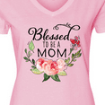 thumbnail image 4 of Inktastic Blessed to Be a Mom with Pink Flowers Women's V-Neck T-Shirt, 4 of 5