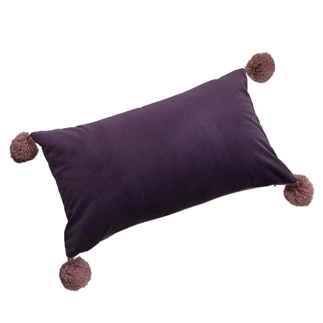 Ramiter Velvet Pillowcase Cushion Cover Sofa Office Waist Pillow Bed Back Rectangular Wool Ball Standard Silk Pillowcase