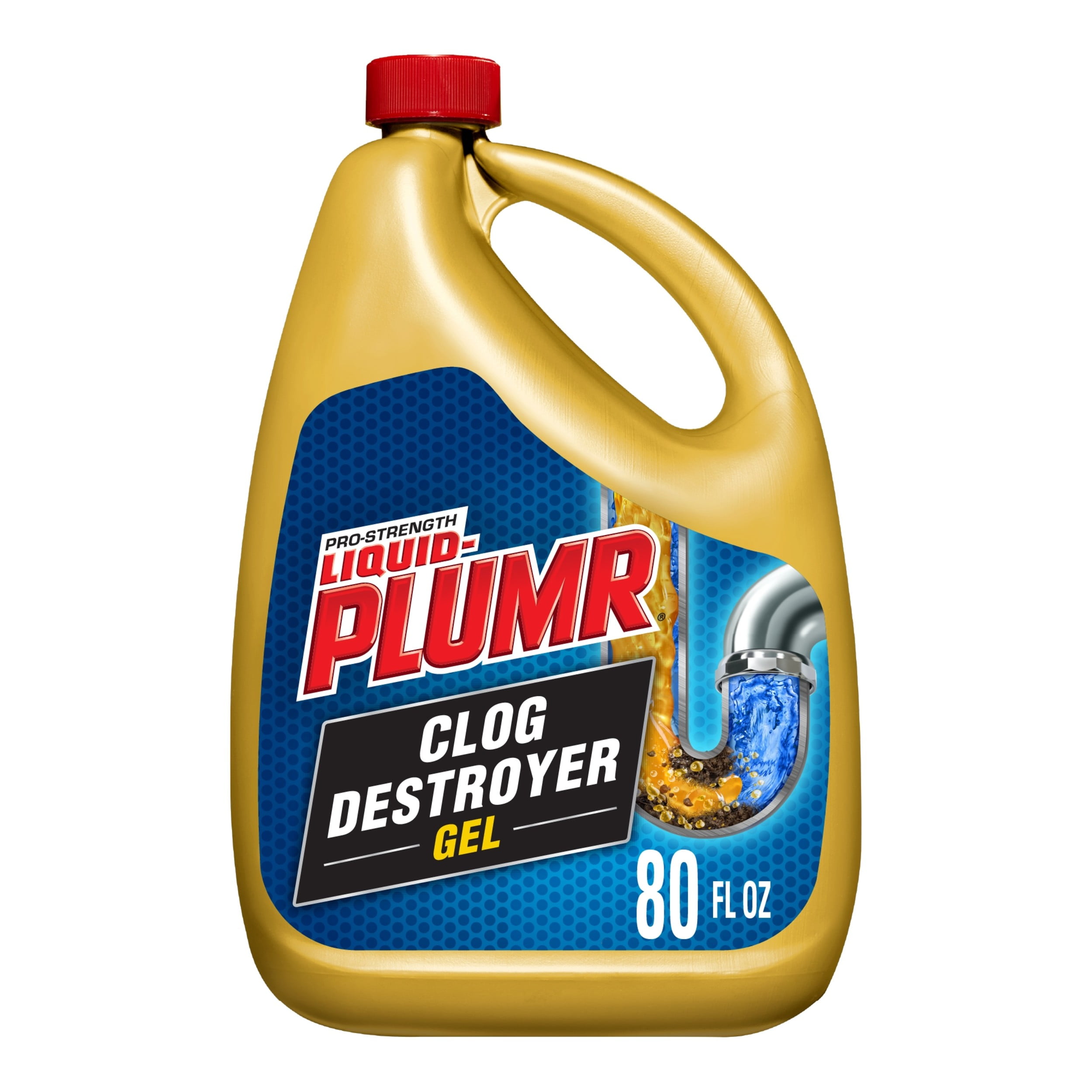 Liquid-Plumr Pro-Strength Drain Clog Remover Gel w/Pipe Gaurd, 80 fl oz