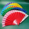 thumbnail image 2 of Farfi Dance Fan Summer Decorative Plastic Frame Portable Handheld Folding Fabric Fan Photography Props (Green), 2 of 13