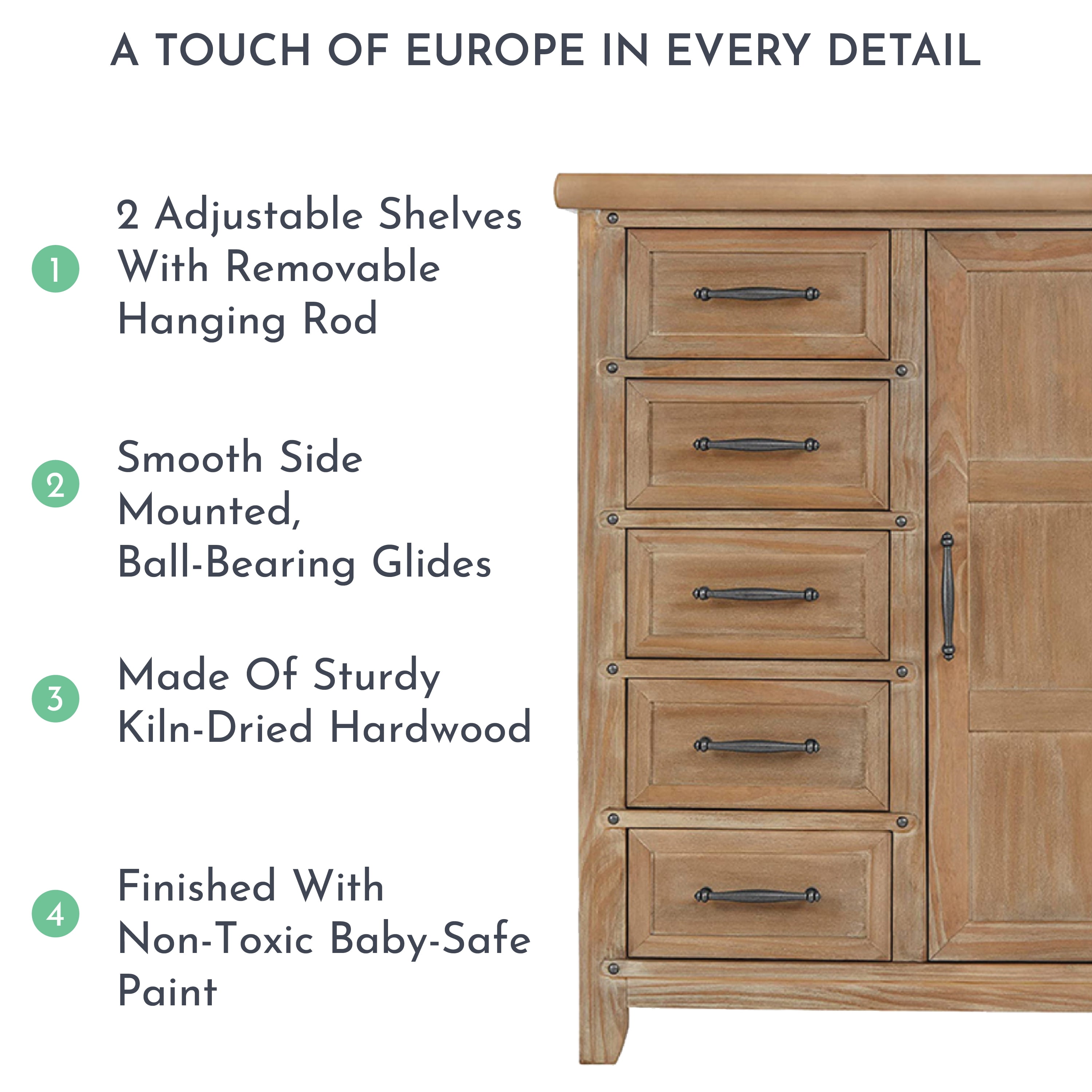 Evolur Andorra Chifferobe, Designed for Storage, Solid and Sturdy Build, Barnwood