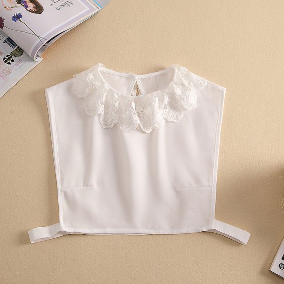 SEWCHICS White Detachable Fake Collar Half Shirt Blouse Decoration with Adjustable Tape for Comfortable Wear