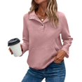 thumbnail image 3 of Womens Casual Textured Long Sleeve Henley Button V Neck Loose Pullover Trendy Fall Outfits Tops Pink S, 3 of 7