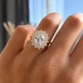 thumbnail image 2 of vylahjewellery Oval Moissanite Ring, Cluster Engagement Ring for Women, Vintage Halo Wedding Ring, Solitaire Promise Ring, 2 of 7