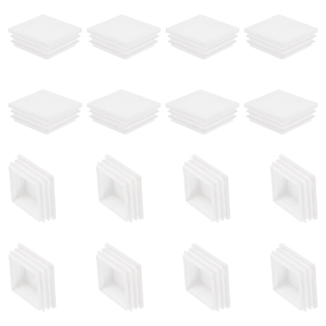 Tapón Plástico Cuadrado Uxcell, 16 Pcs 2 Pulgadas/50mm Insertar Tapas de Tubo, Blanco