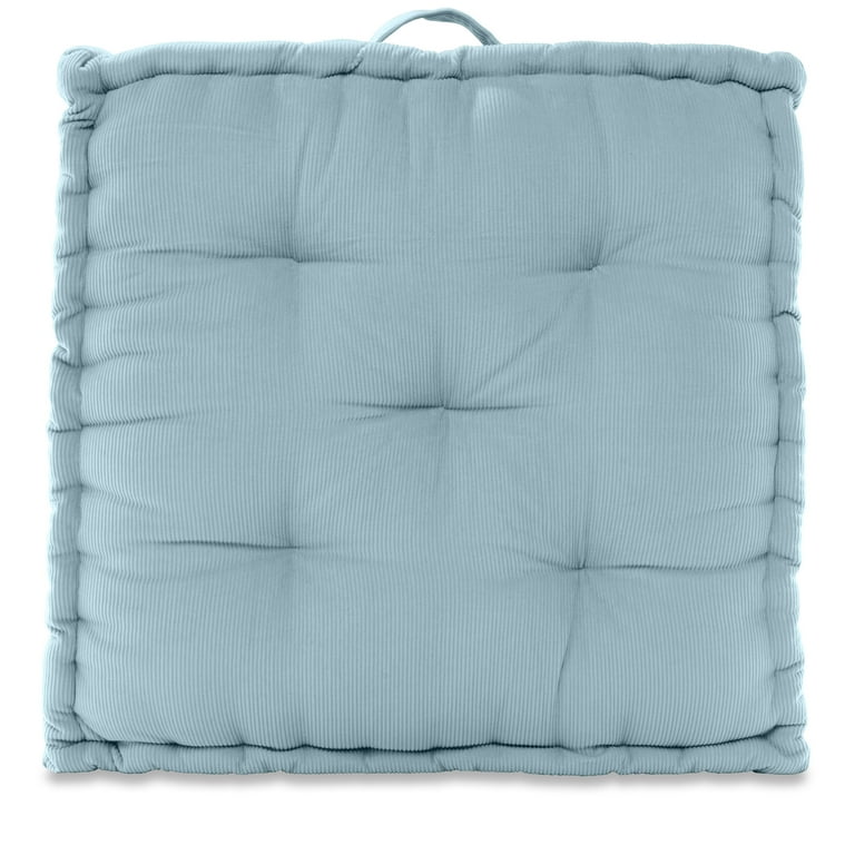 Better Homes Gardens Corduroy Tufted Square Floor Cushion Light Blue Walmart
