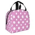 thumbnail image 2 of Fotbe Purple And White Polka Dot Bolsa Térmica con Estampado y Forro de Aluminio Grueso Bolsa de Almuerzo con Bolsillo Frontal para Hombres y Mujeres, Ideal para Trabajo, Escuela, 2 of 8