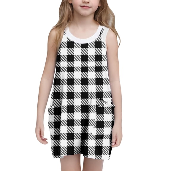 Juslio Girls Dress Summer Beach Sleeveless Pockets A-line Knee Length Casual Black Halter Dress