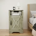 thumbnail image 6 of Superjoe Farmhouse Nightstand w/Charging Station, Wooden Rustic Tall Bedside Table, End Table w/Storage Shelf & Shelf for Bedroom, Living Room, Light Gray, 6 of 9
