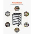 thumbnail image 3 of KFFKFF Art Supplies Storage Cart, 6-Level Spacious Design with Top Compartment, Black Structure with 6 Transparent Boxes and 4 Detachable Casters, Mobile Storage Unit for Craft Materials, 3 of 9