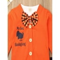 thumbnail image 3 of Baby Boys Long Sleeve My 1st Thanksgiving Bowtie Bodysuit Top and Turkey Pant Outfits, 3 of 5