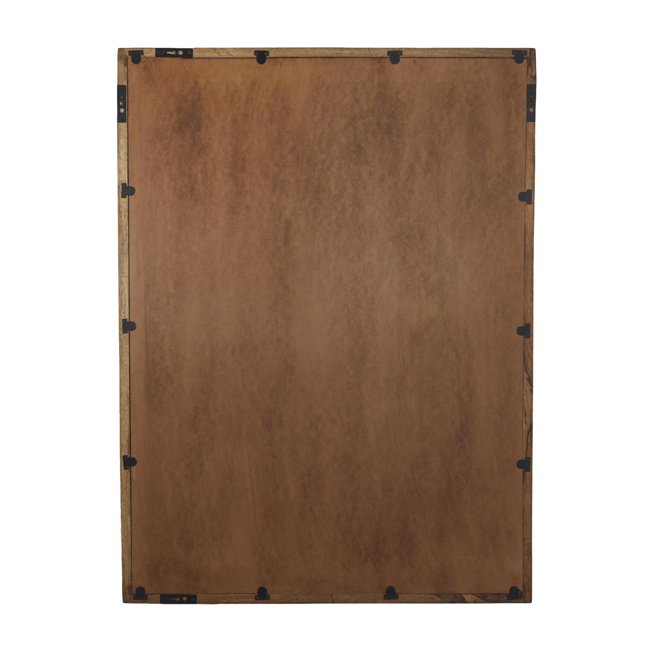 DecMode 36" x 48" Brown Wall Mirror with Natural Wood Grain and Deep Set Frame