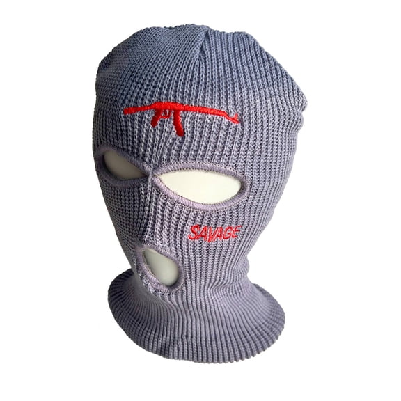 TELOLY Ski Mask,Fine Embroidery Ski Mask for Men,Thickened Inside Full Face Mask,Gray