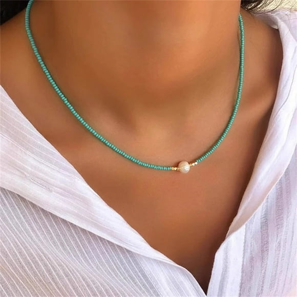 Clearance!Himery Necklaces for Women Freshwater Pearl Choker Necklace Charm Freshwater Pearl Necklace Rice Bead Beaded Necklace Freshwater Pearl Necklace Pendant for Women Gifts Jewelry Blue