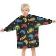 thumbnail image 3 of Multicolor Controllers Games Icons Black Pattern Blanket Hoodies for Kids 6-13YR Oversize Wearable Blanket Hoodies for Boys Girls Teens, 3 of 7