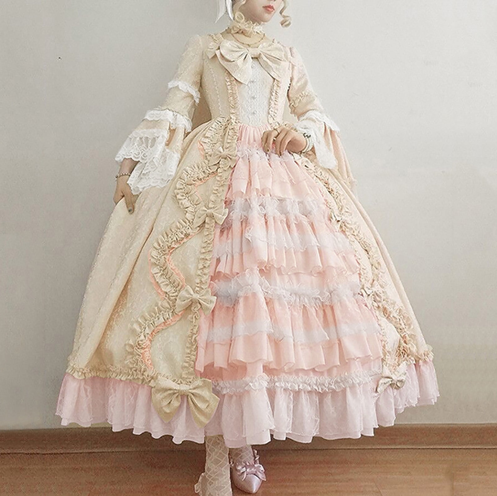 Quality Blush Pink Lace Princess Fashion Hollywood Flare Dress For Dolls 