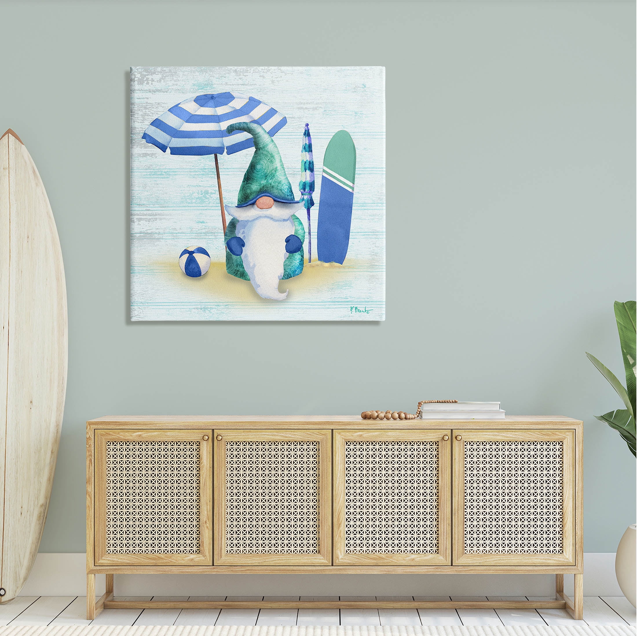 Coastal Seaside Garden Gnome Fairy Tales & Fantasy Graphic Art Gallery Wrapped Canvas Print Wall Art