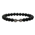 thumbnail image 2 of RuiJiao Unisex Natural Stone Dumbbell Bracelets - 8mm Black Matte Stone Beads, Fitness-Inspired Jewelry for Men and Women, Perfect Gift Set, 2 of 5