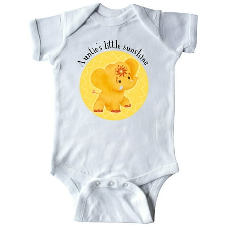 

Inktastic Aunties Little Sunshine Yellow Elephant Etana Cute Gift Baby Girl Bodysuit