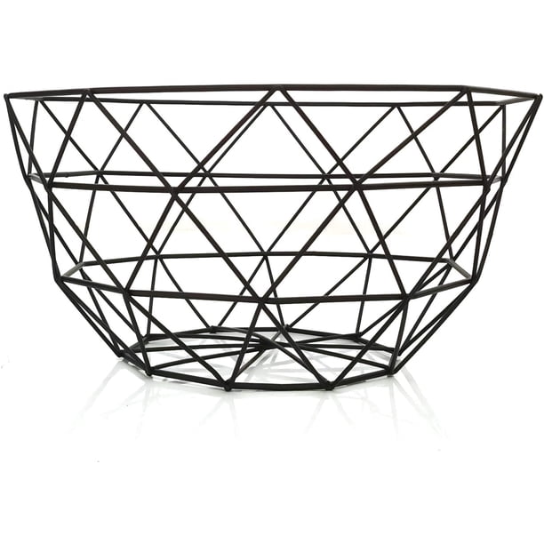 Cesta de frutas de alambre de metal Teetookea, frutero de malla creativa, soporte de almacenamiento de metal redondo, contenedor de estilo moderno para mostrador de cocina, centro de mesa decorativo, encimera, decoración del hogar (grande) Vhermosa DLM375