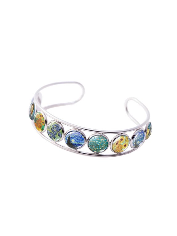 Painted Vintage Button Cuff Bracelet