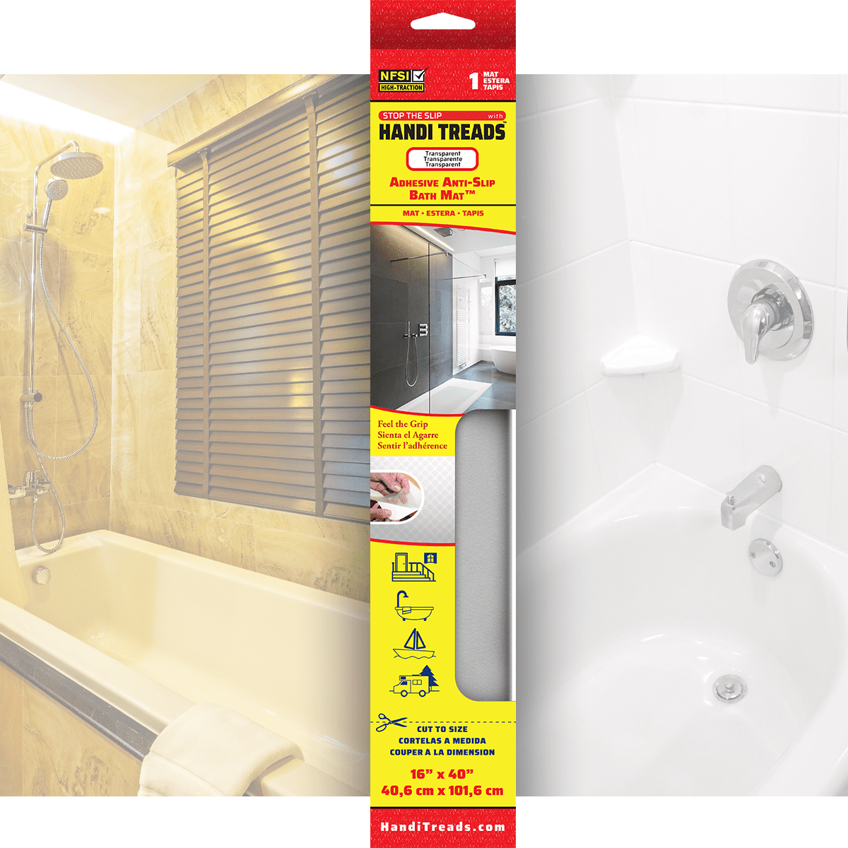 Stop the Slip bath safety mat 16x40 Clear