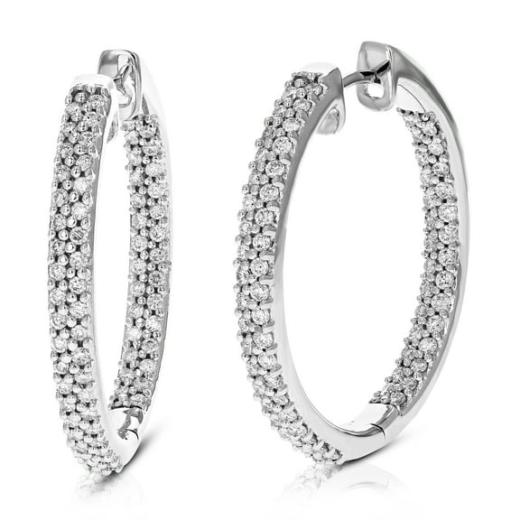 Vir Jewels 1.75 CTTW Lab Grown Diamond Hoops Earrings in Sterling Silver With Hidden Post For Women