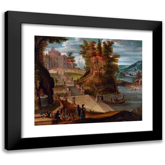 Antonio de Espinosa 14x12 Black Modern Framed Museum Art Print Titled - The Twelve Months of the Year, May-June (Second Half of 17th Century)