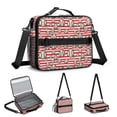 thumbnail image 3 of Baseballs and Stripes Red White Insulated Lunch Bag with Shoulder Strap and Bottle Holder,Bento School Lunch Bag Box,11x9.5x3.5 Inches, 3 of 3