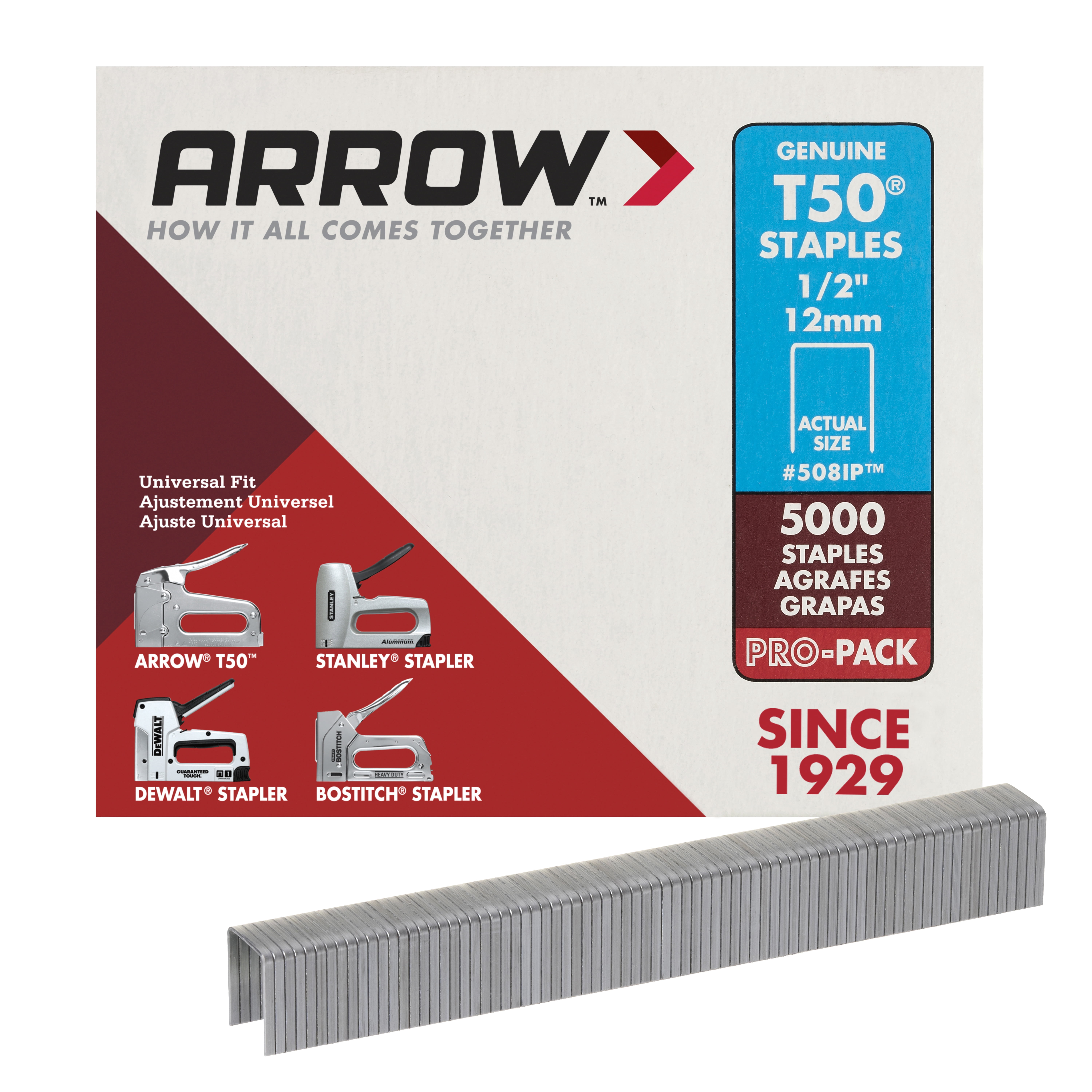Arrow Fastener 508m1 Genuine T50 Monel Rustproof 1/2 Inch Staples 1 000-pack for sale online